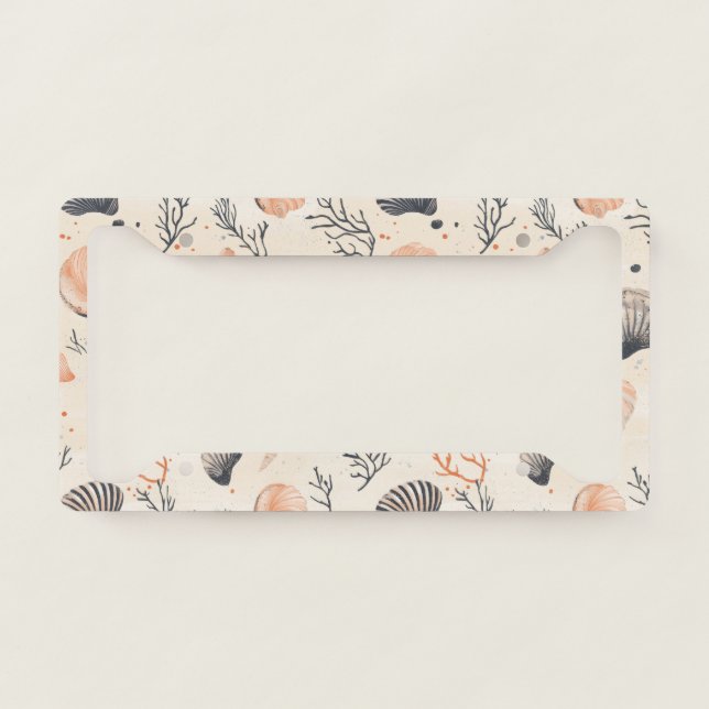 Rustic Coastal - Seashells, Starfish, Reef (13) License Plate Frame (Front)