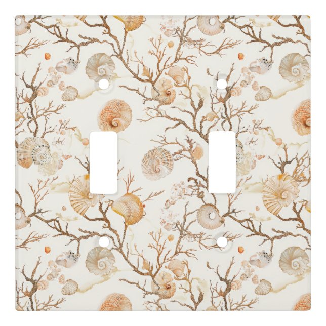 Rustic Coastal - Seashells, Starfish, Reef (14) Light Switch Cover (Front)