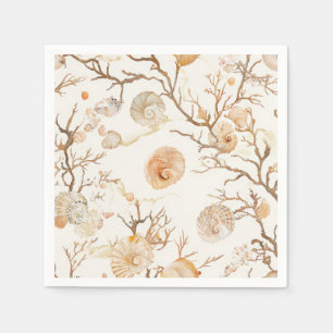 Rustic Coastal - Seashells, Starfish, Reef (14) Napkins