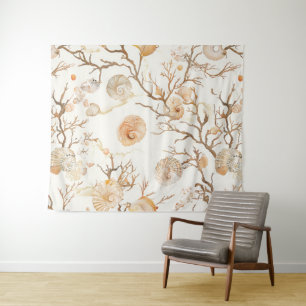Rustic Coastal - Seashells, Starfish, Reef (14) Tapestry
