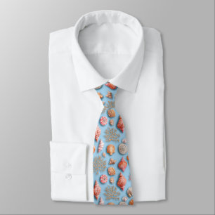 Rustic Coastal - Seashells, Starfish, Reef (15) Neck Tie