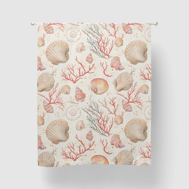 Rustic Coastal - Seashells, Starfish, Reef (16) Blackout Curtains (Front)