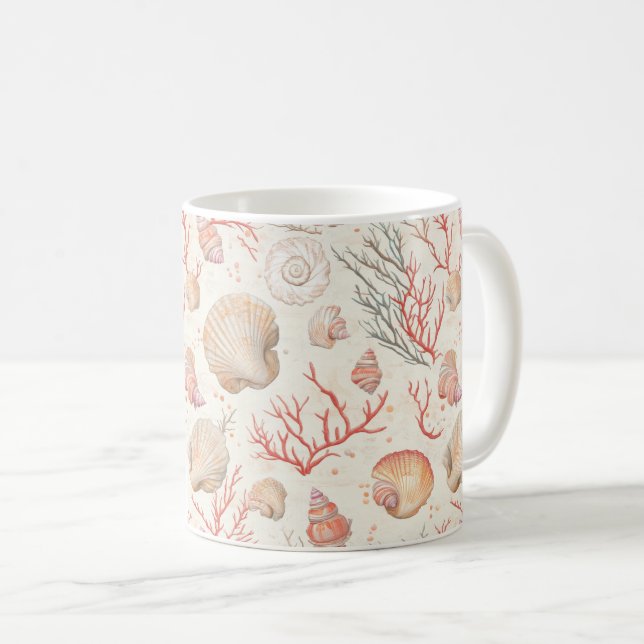 Rustic Coastal - Seashells, Starfish, Reef (16) Coffee Mug (Front Right)