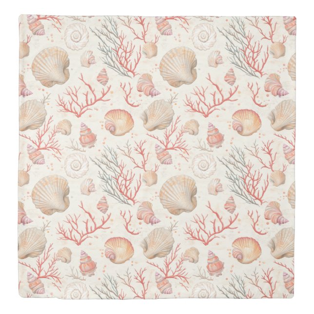 Rustic Coastal - Seashells, Starfish, Reef (16) Duvet Cover (Front)