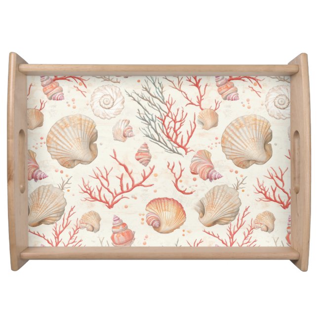 Rustic Coastal - Seashells, Starfish, Reef (16) Serving Tray (Front)