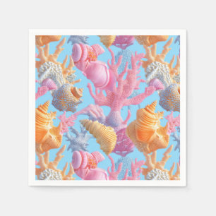 Rustic Coastal - Seashells, Starfish, Reef (18) Napkins