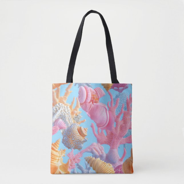 Rustic Coastal - Seashells, Starfish, Reef (18) Tote Bag (Front)