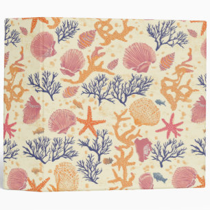 Rustic Coastal - Seashells, Starfish, Reef (1) 3 Ring Binder