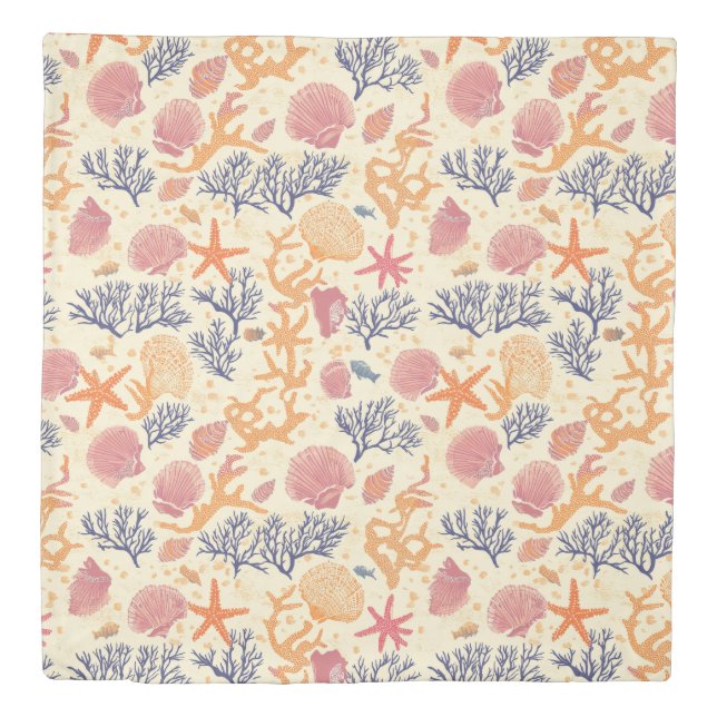 Rustic Coastal - Seashells, Starfish, Reef (1) Duvet Cover (Front)