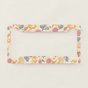 Rustic Coastal - Seashells, Starfish, Reef (1) License Plate Frame