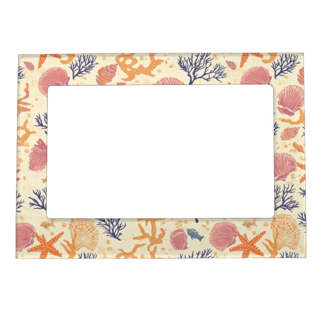 Rustic Coastal - Seashells, Starfish, Reef (1) Magnetic Frame (Front)
