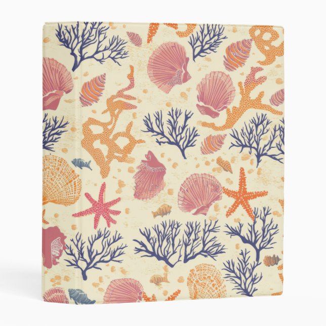 Rustic Coastal - Seashells, Starfish, Reef (1) Mini Binder (Front/Spine)