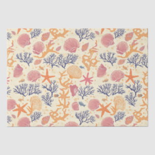 Rustic Coastal - Seashells, Starfish, Reef (1) Tissue Paper