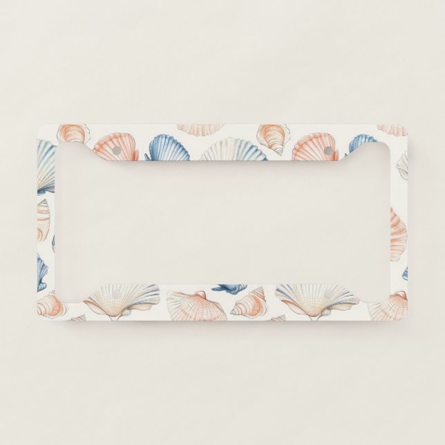 Rustic Coastal - Seashells, Starfish, Reef (21) License Plate Frame (Front)