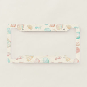 Rustic Coastal - Seashells, Starfish, Reef (22) License Plate Frame