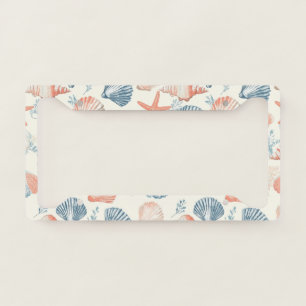 Rustic Coastal - Seashells, Starfish, Reef (23) License Plate Frame