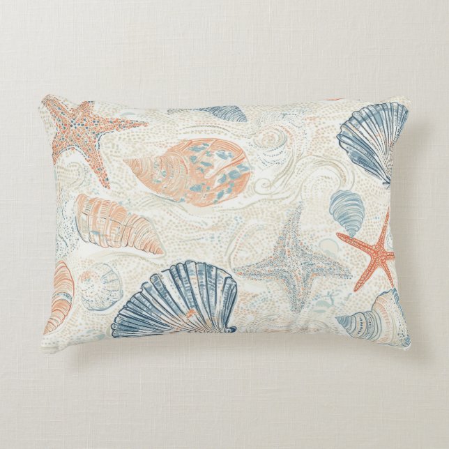 Rustic Coastal - Seashells, Starfish, Reef (25) Accent Pillow (Front)
