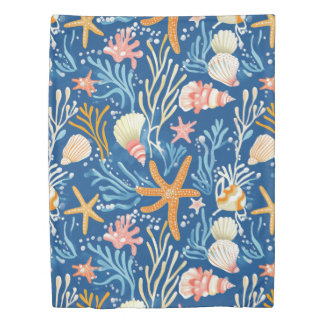 Rustic Coastal - Seashells, Starfish, Reef (26) Duvet Cover