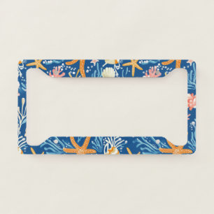 Rustic Coastal - Seashells, Starfish, Reef (26) License Plate Frame