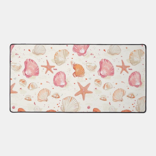 Rustic Coastal - Seashells, Starfish, Reef (28) Desk Mat (Front)