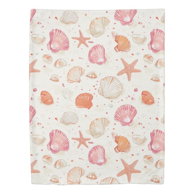 Rustic Coastal - Seashells, Starfish, Reef (28) Duvet Cover (Front)