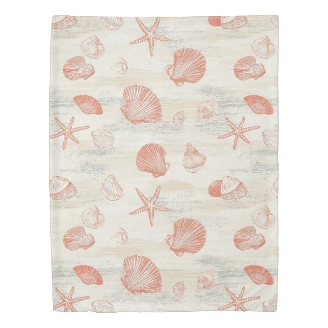 Rustic Coastal - Seashells, Starfish, Reef (29) Duvet Cover (Front)