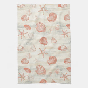 Rustic Coastal - Seashells, Starfish, Reef (29) Kitchen Towel
