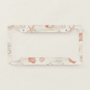 Rustic Coastal - Seashells, Starfish, Reef (29) License Plate Frame