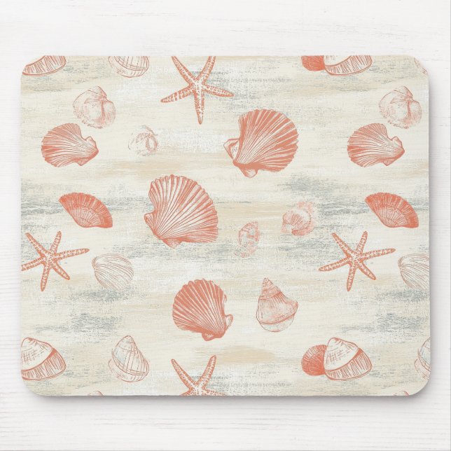 Rustic Coastal - Seashells, Starfish, Reef (29) Mouse Pad (Front)