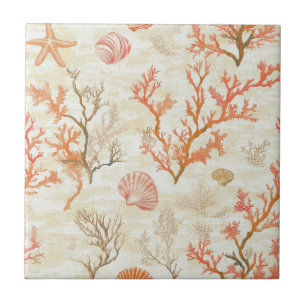 Rustic Coastal - Seashells, Starfish, Reef (2) Ceramic Tile