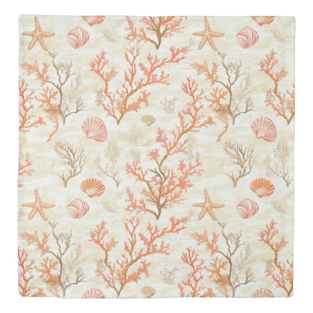Rustic Coastal - Seashells, Starfish, Reef (2) Duvet Cover (Front)