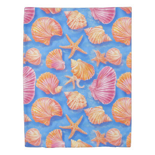 Rustic Coastal - Seashells, Starfish, Reef (30) Duvet Cover