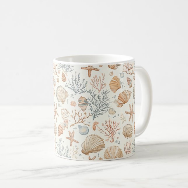 Rustic Coastal - Seashells, Starfish, Reef (32) Coffee Mug (Front Right)