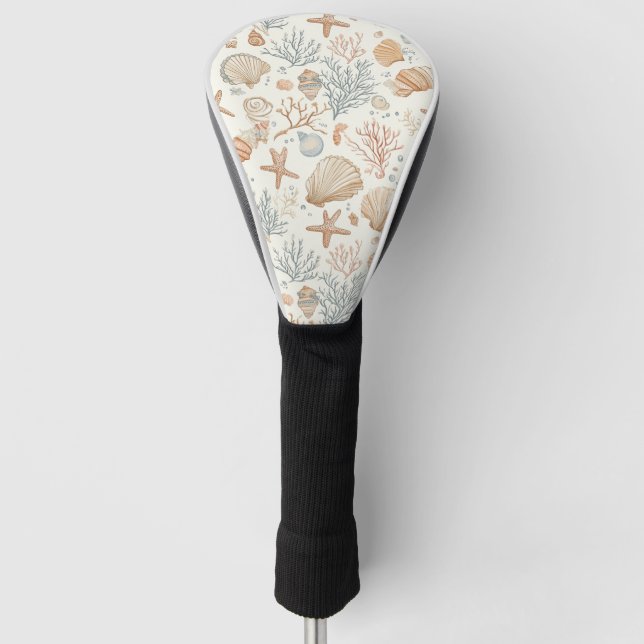 Rustic Coastal - Seashells, Starfish, Reef (32) Golf Head Cover (Front)