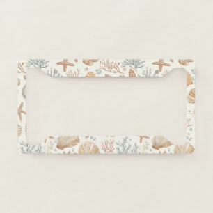 Rustic Coastal - Seashells, Starfish, Reef (32) License Plate Frame