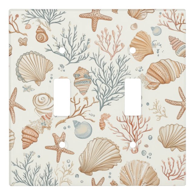 Rustic Coastal - Seashells, Starfish, Reef (32) Light Switch Cover (Front)