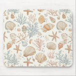 Rustic Coastal - Seashells, Starfish, Reef (32) Mouse Pad<br><div class="desc">Immerse yourself in the timeless allure of coastal aesthetics with this meticulously crafted mousepad. This mousepad captures the serene beauty of the ocean's treasures, featuring intricately detailed seashells, starfish, and coral reef motifs set against a rustic, vintage-inspired backdrop. The weathered textures and muted color palette evoke a sense of nostalgia,...</div>