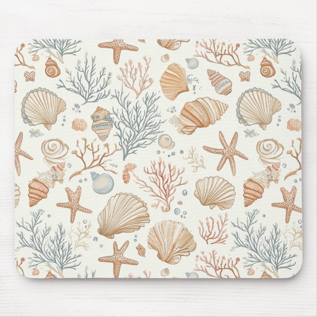Rustic Coastal - Seashells, Starfish, Reef (32) Mouse Pad (Front)