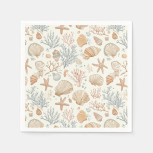 Rustic Coastal - Seashells, Starfish, Reef (32) Napkins