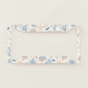 Rustic Coastal - Seashells, Starfish, Reef (34) License Plate Frame