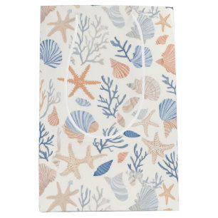 Rustic Coastal - Seashells, Starfish, Reef (34) Medium Gift Bag
