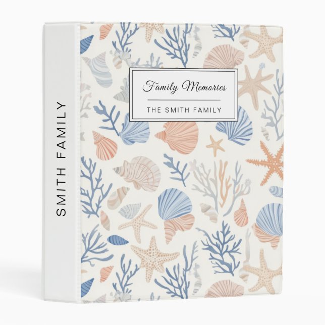 Rustic Coastal - Seashells, Starfish, Reef (34) Mini Binder (Front/Spine)