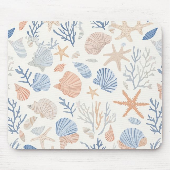 Rustic Coastal - Seashells, Starfish, Reef (34) Mouse Pad (Front)