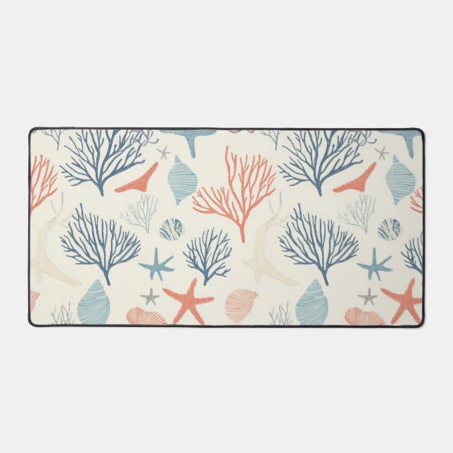 Rustic Coastal - Seashells, Starfish, Reef (35) Desk Mat (Front)