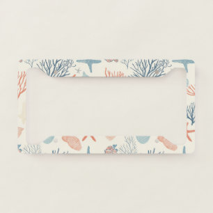 Rustic Coastal - Seashells, Starfish, Reef (35) License Plate Frame