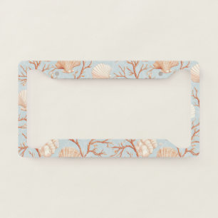Rustic Coastal - Seashells, Starfish, Reef (36) License Plate Frame