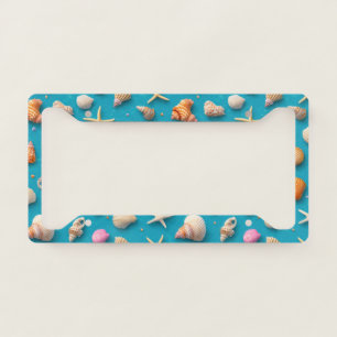 Rustic Coastal - Seashells, Starfish, Reef (3) License Plate Frame