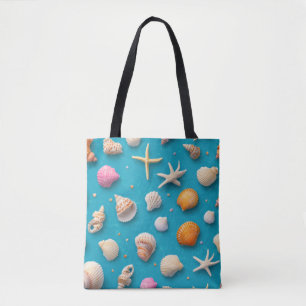 Rustic Coastal - Seashells, Starfish, Reef (3) Tote Bag