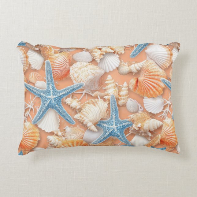 Rustic Coastal - Seashells, Starfish, Reef (4) Accent Pillow (Front)