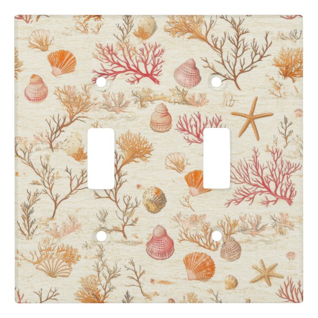 Rustic Coastal - Seashells, Starfish, Reef (5) Light Switch Cover (Front)